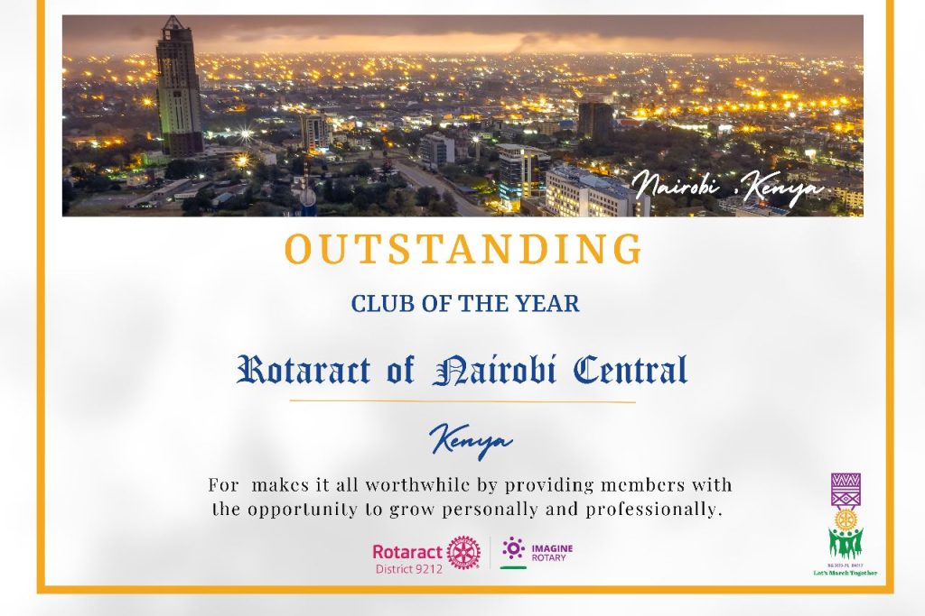 Outstanding Club of the Year- Rotaract Club of Nairobi Central